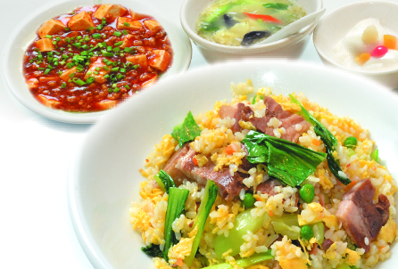 豚角肉と青菜チャーハン
